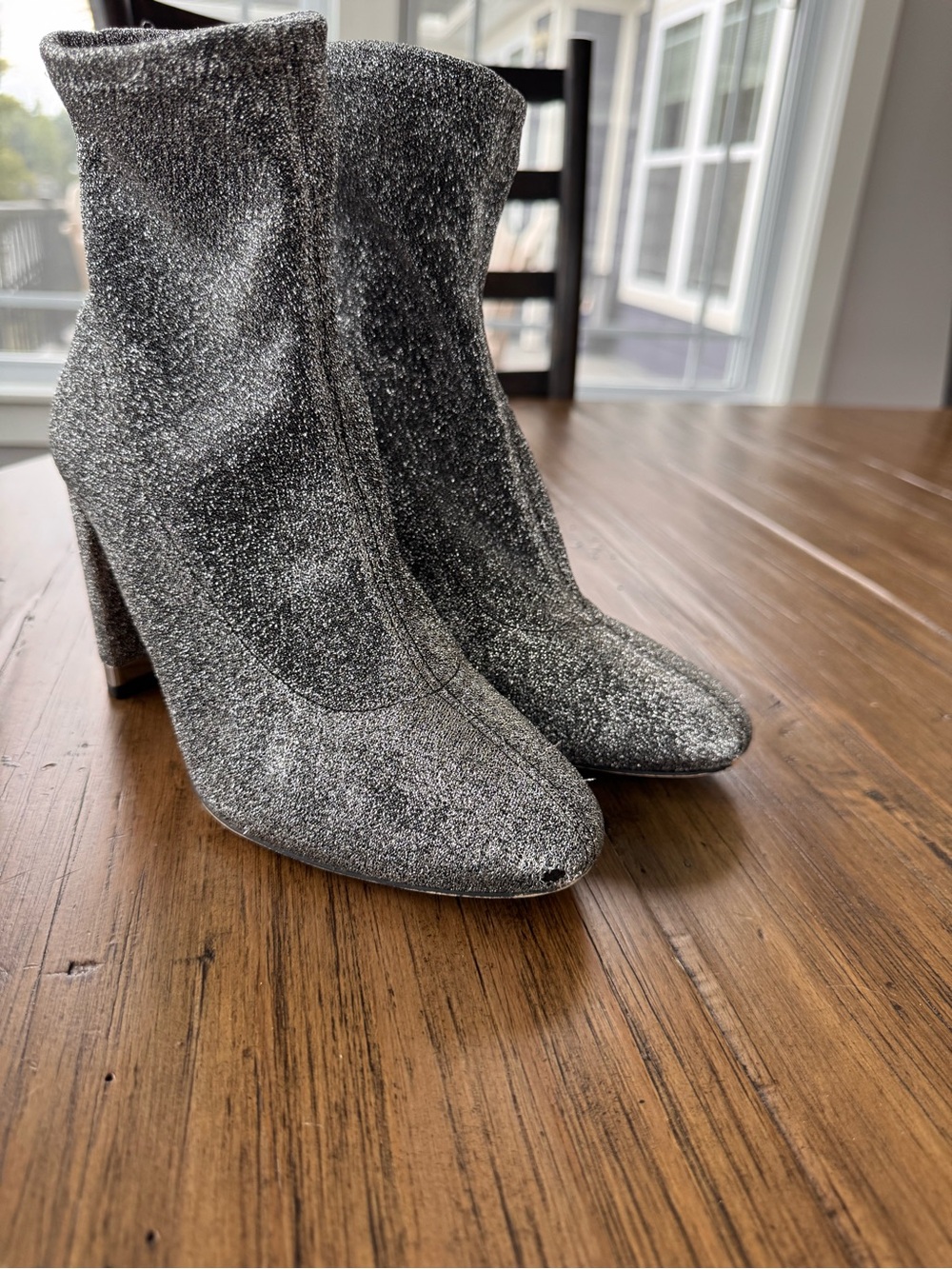Michael Kors Silver Glitter Ankle Booties 6.5